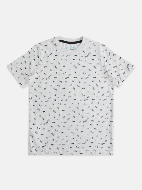 

Pantaloons Junior Boys Grey Melange Printed Round Neck T-shirt