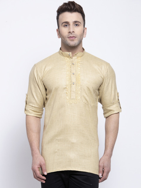 

Klotthe Men Beige Floral Yoke Design Thread Work Kurta