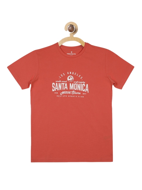 

Red Tape Boys Orange & White Printed Round Neck T-shirt