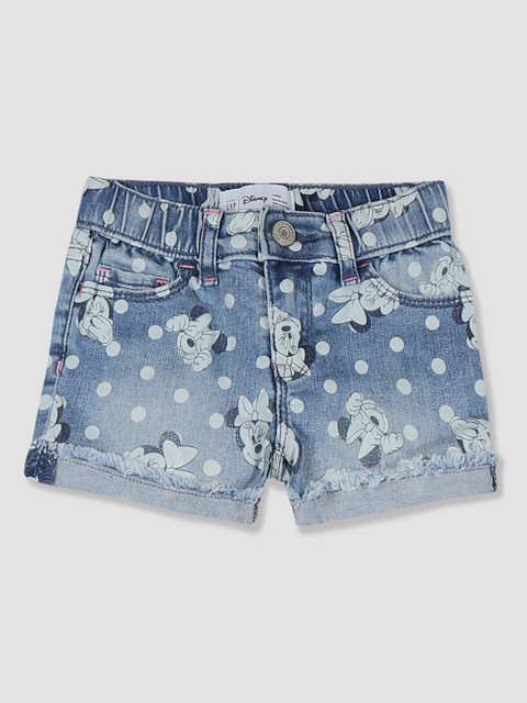 

GAP Girls Blue Printed Regular Fit Denim Shorts
