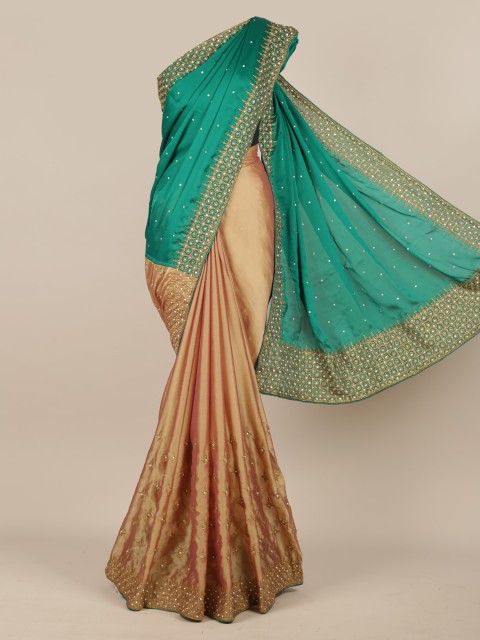 

Pothys Green Embroidered Poly Chiffon Saree