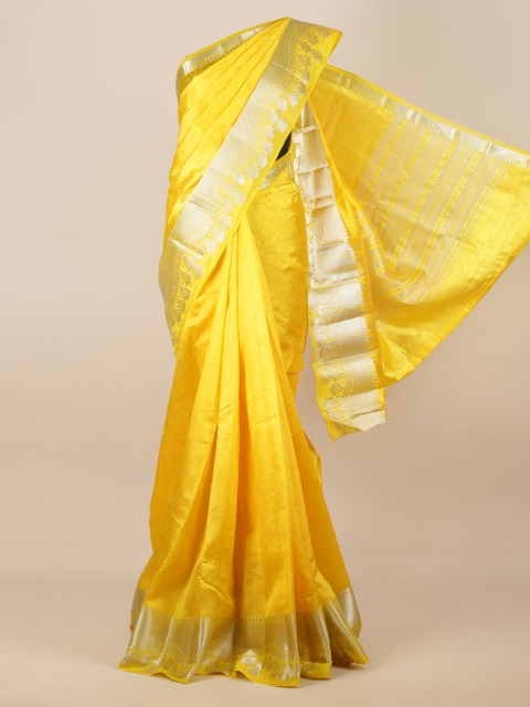 

Pothys Yellow Woven Design Jute Silk Saree