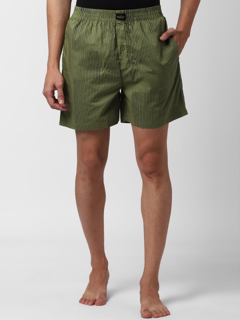 

Peter England Men Olive Green & Black Striped Boxers PEBSWRGBE57212