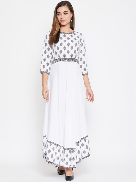 

TULIP 21 Women White & Black Printed Maxi Dress