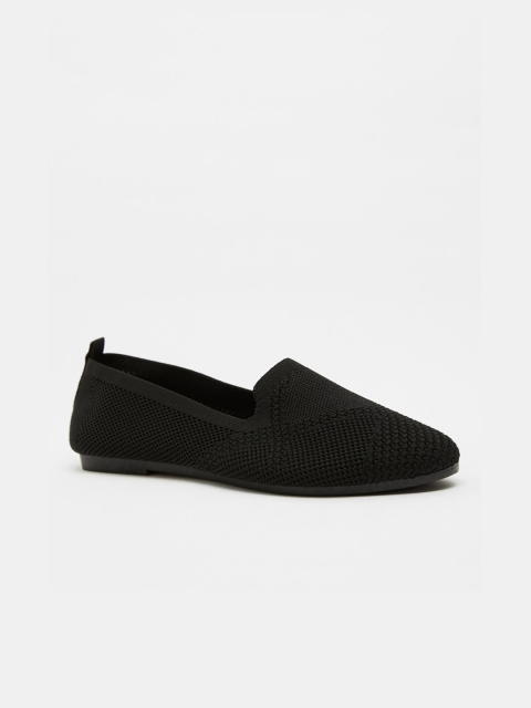 

shoexpress Women Black Woven Design PU Ballerinas