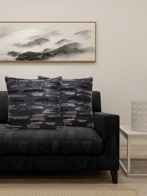 

DECOREALM Black Set of 2 Embellished Square Cushion Covers