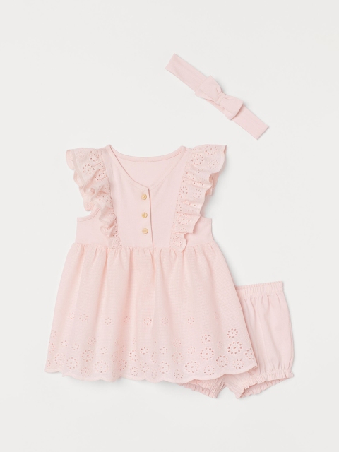 

H&M Girls Pink Solid Dress Dress With Shirts and Hair Band
