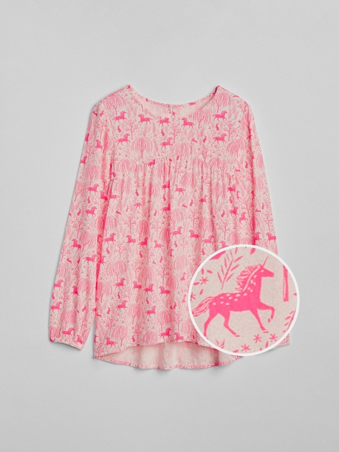 

Gap Girls Pink Printed A-line Top