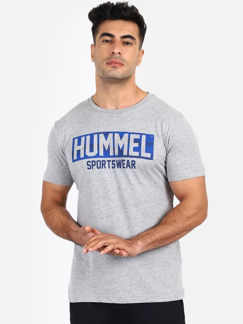 

hummel Men Grey Printed Round Neck T-shirt