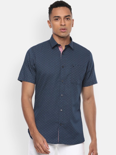 

Van Heusen Sport Men Navy Blue Slim Fit Printed Casual Shirt