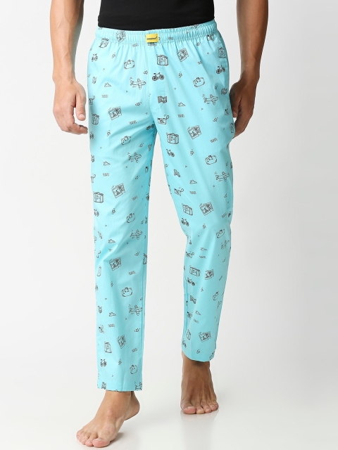

Bewakoof Men Blue Printed Lounge Pants