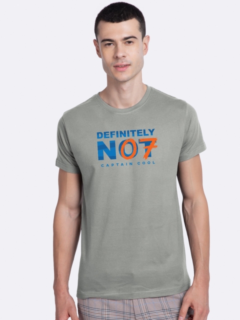 

Bewakoof Men Grey Definitely Not 7 Printed Round Neck Cotton T-shirt