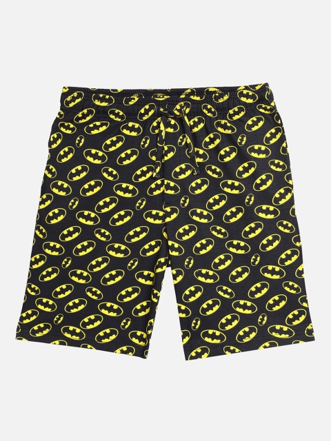 

Kids Ville Boys Black & Yellow Batman Printed Cotton Regular Shorts