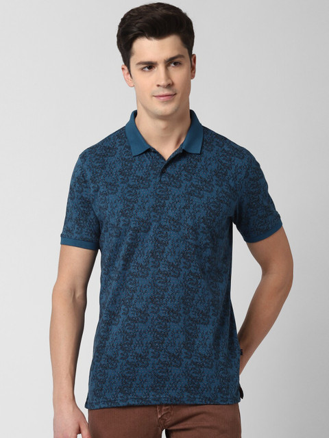 

Peter England Casuals Men Blue Printed Polo Collar T-shirt