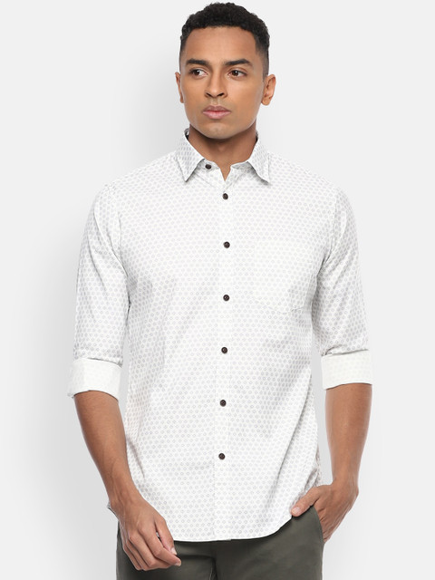 

Van Heusen Sport Men White Slim Fit Printed Casual Shirt