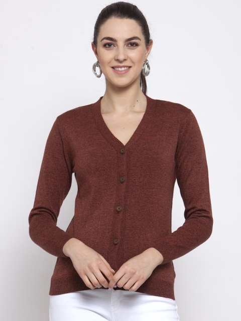 

Kalt Women Rust Solid Cardigan Sweater