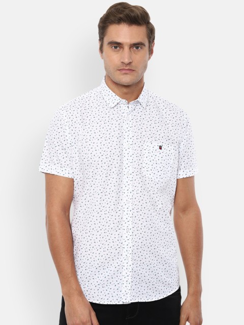 

Louis Philippe Jeans Men White & Blue Slim Fit Printed Pure Cotton Casual Shirt