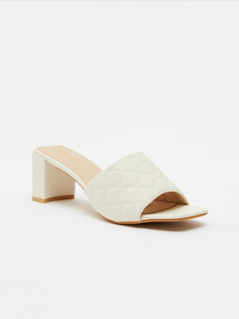 

shoexpress Women Cream-Coloured Solid Mules