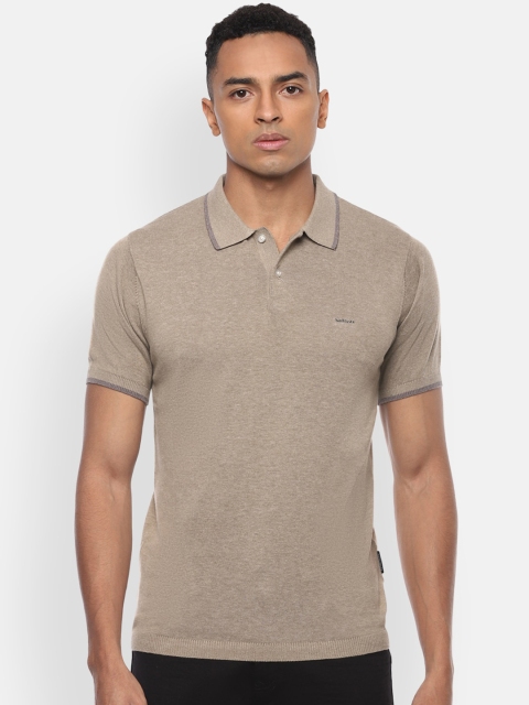 

Van Heusen Men Beige Solid Polo Collar Cotton Pure Cotton T-shirt