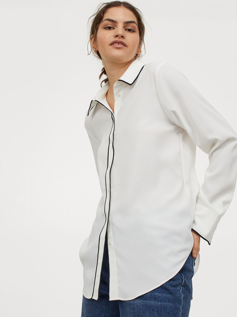 

H&M Women White Long-sleeved Blouse