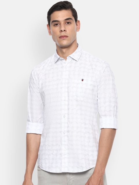 

Louis Philippe Jeans Men White & Blue Slim Fit Printed Casual Shirt