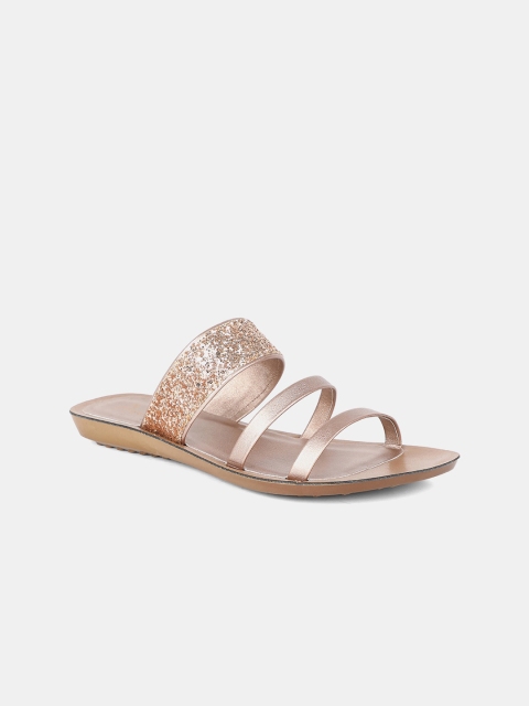 

AURELIA Women Gold-Toned Textured PU One Toe Flats