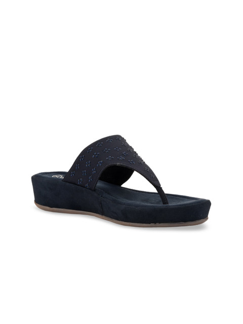 

NECTAR KICKS Women Navy Blue Solid Fabric Open Toe Flats