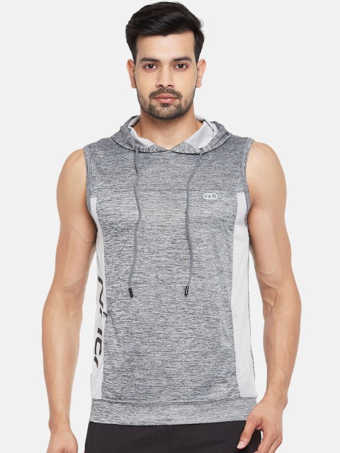 

Ajile by Pantaloons Men Grey Colourblocked Slim Fit Hood T-shirt