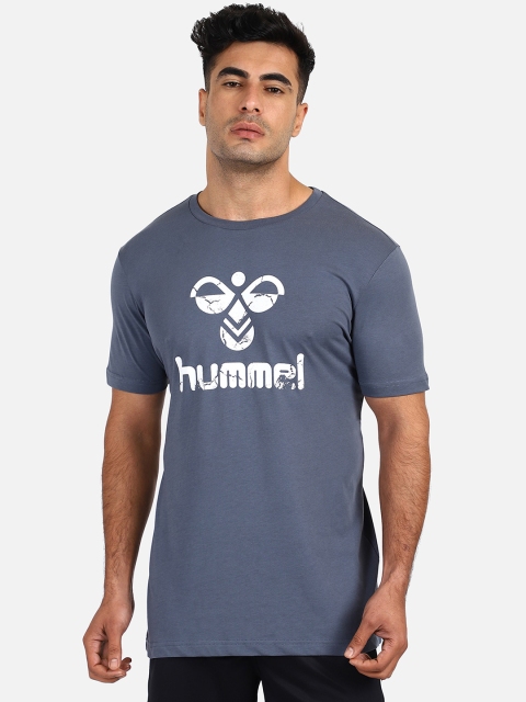 

hummel Men Grey Printed Round Neck T-shirt