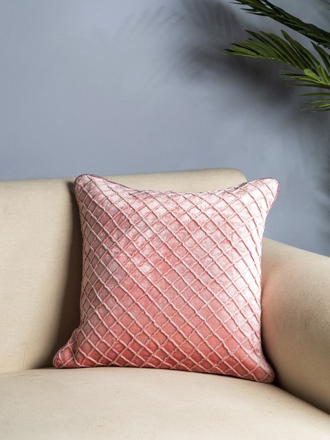 

Pure Home and Living Pink Set of Single Embroidered Square Cushion Covers