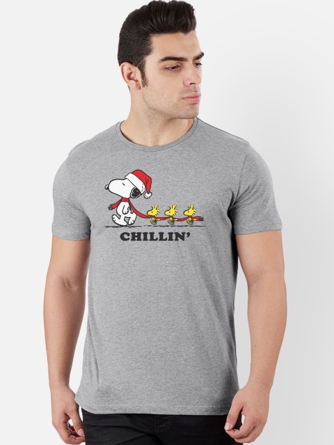

Free Authority Men Grey Peanuts Printed Round Neck T-shirt