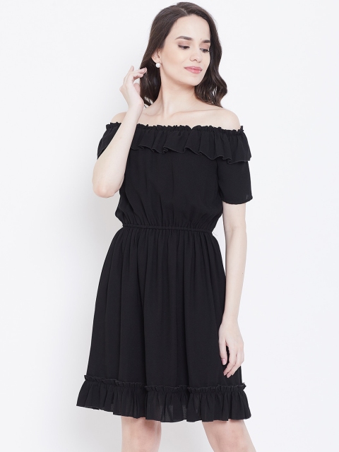 

DODO & MOA Women Black Solid Fit and Flare Dress