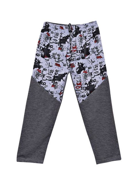 

SWEET ANGEL Girls Charcoal Grey & Red Printed Straight-Fit Track Pants