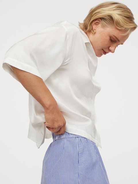 

H&M Women White Solid Voluminous Resort Shirt