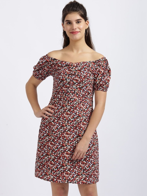 Zink London Women Multicoloured Printed A-Line Dress, Multi