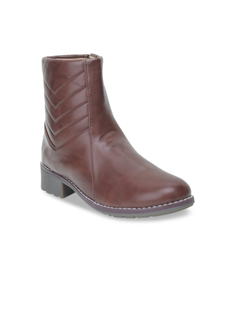

TRASE Women Brown Solid Mid-top Heeled Boots