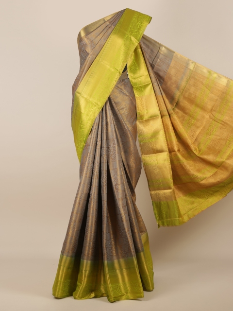 

Pothys Grey & Green Jute Silk Woven Design Saree