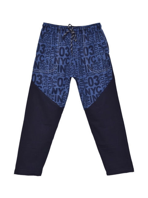 

SWEET ANGEL Girls Blue Printed Straight-Fit Track Pants