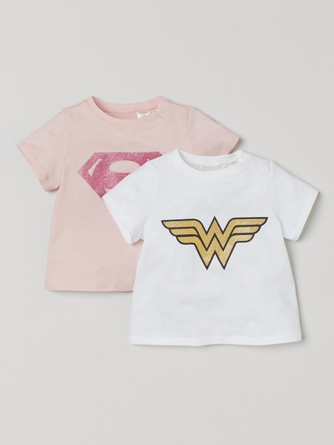 

H&M Girls White & Pink 2-Pack Printed T-shirts