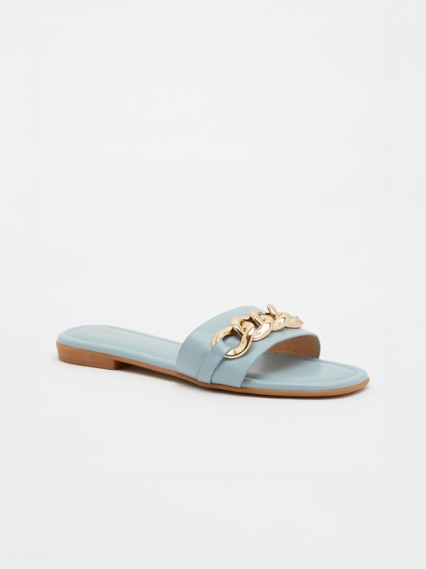 

shoexpress Women Blue Embellished PU Open Toe Flats
