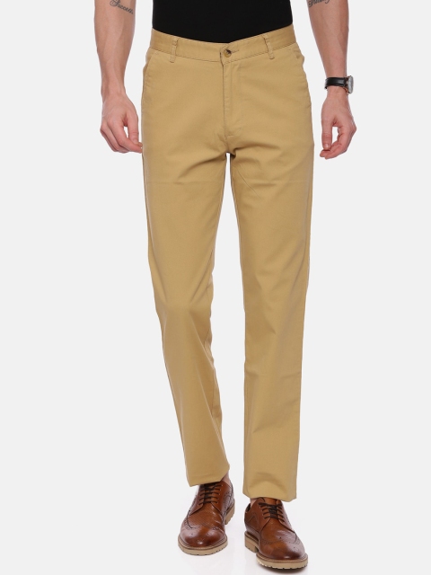 

CROYDON Men Beige Tapered Fit Solid Cotton Regular Trousers