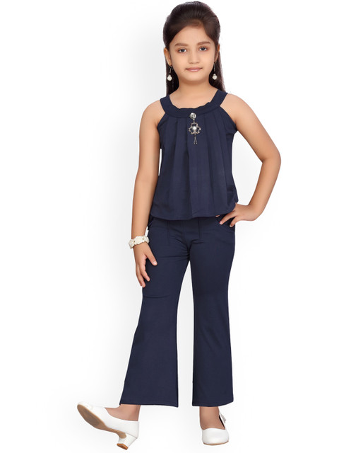 

Aarika Girls Navy Blue Solid Two-Piece Jumpsuit