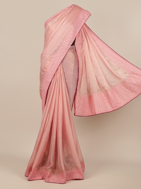 

Pothys Pink Embellished Poly Chiffon Saree