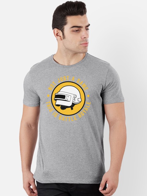 

Free Authority Men Grey Pubg Printed Round Neck T-shirt