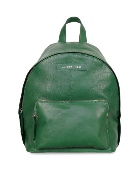 

Justanned Women Green Solid Leather Backpack