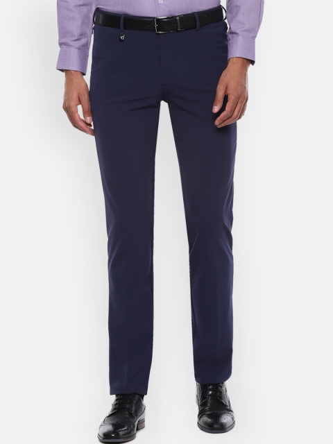 

V Dot Men Navy Blue Slim Fit Solid Formal Trousers