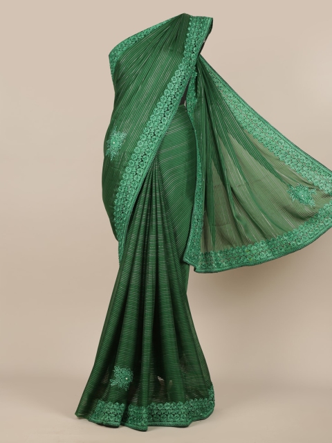 

Pothys Green Embroidered Poly Chiffon Saree