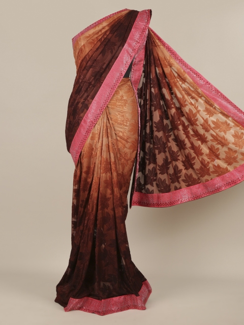 

Pothys Brown Woven Design Poly Chiffon Saree