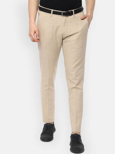

Louis Philippe Sport Men Beige Slim Fit Checked Formal Trousers