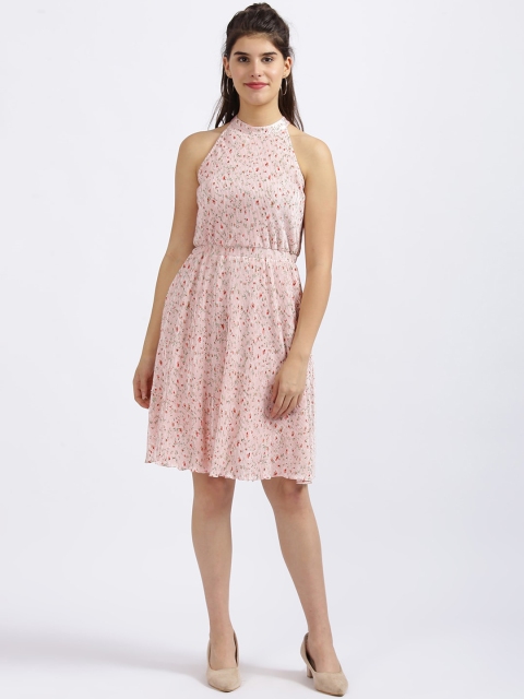 

Zink London Women Pink Printed Fit and Flare Dress
